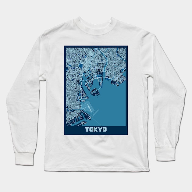 Tokyo - Japan Peace City Map Long Sleeve T-Shirt by tienstencil